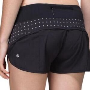 Lululemon Speed Up Reflective Polkadot Shorts Sz 4 Black Running Gym Shorts